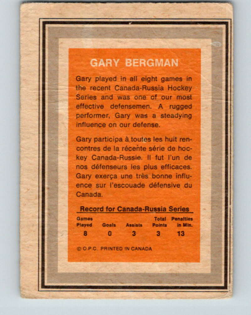 1972-73 O-Pee-Chee Team Canada #3 Gary Bergman   V8741