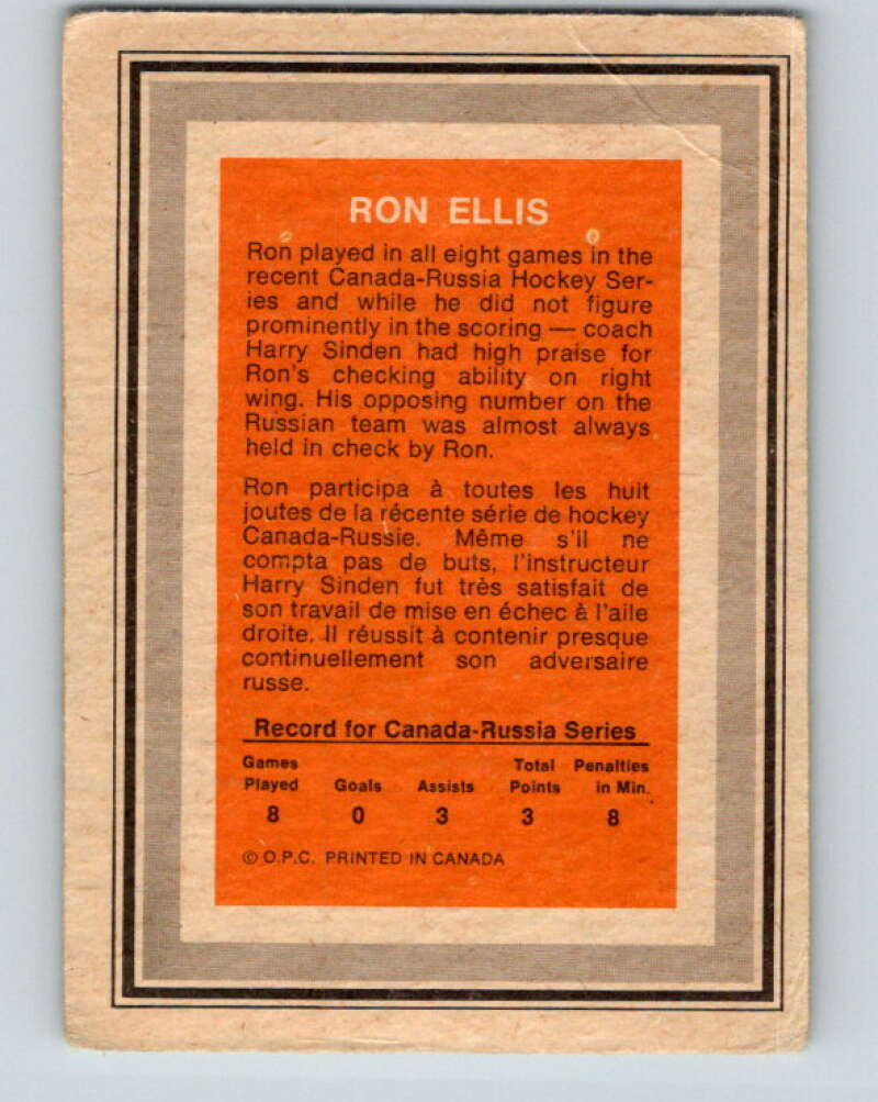 1972-73 O-Pee-Chee Team Canada #8 Ron Ellis V8750