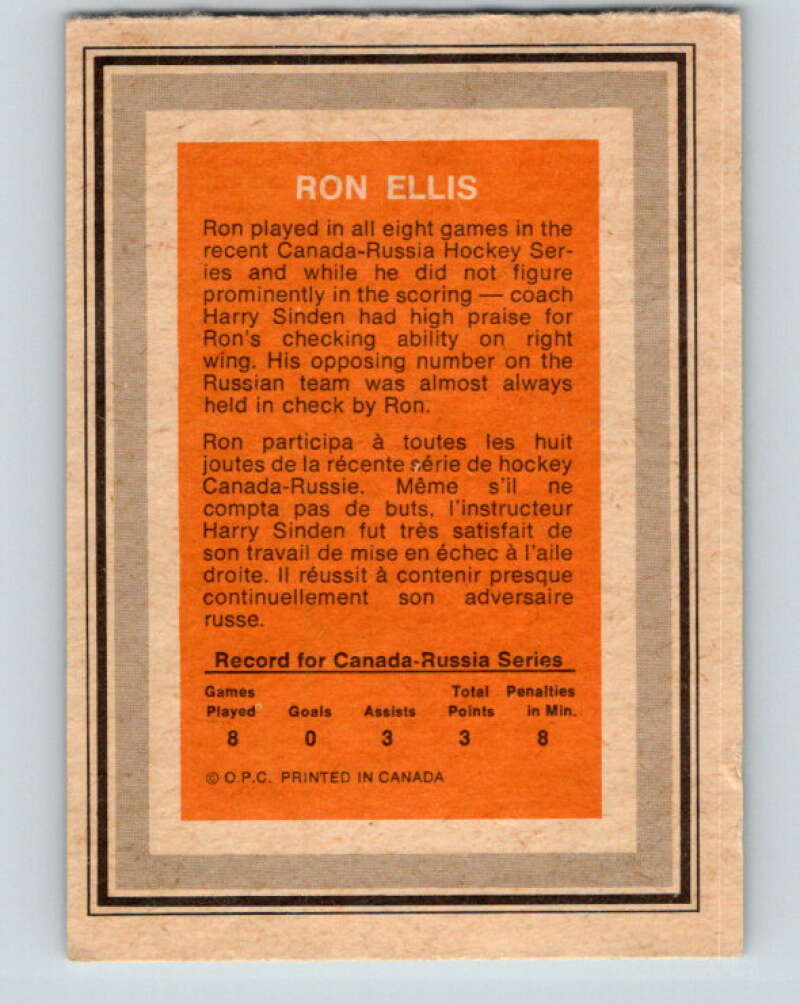 1972-73 O-Pee-Chee Team Canada #8 Ron Ellis V8751