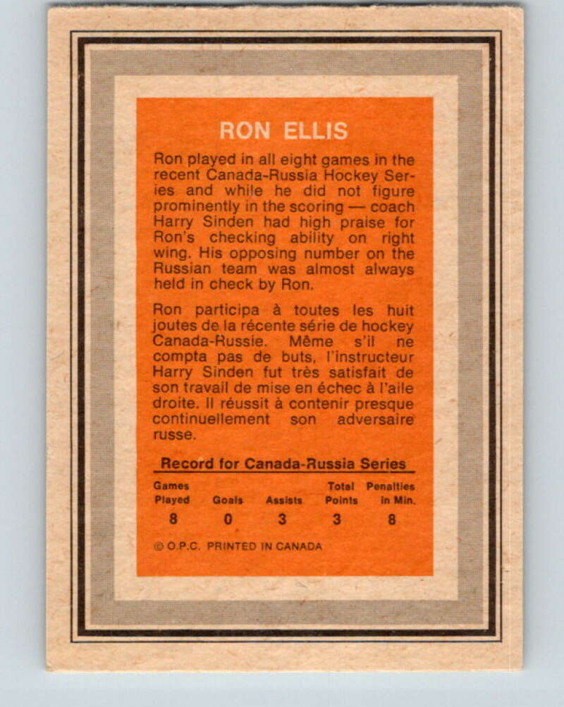 1972-73 O-Pee-Chee Team Canada #8 Ron Ellis V8752