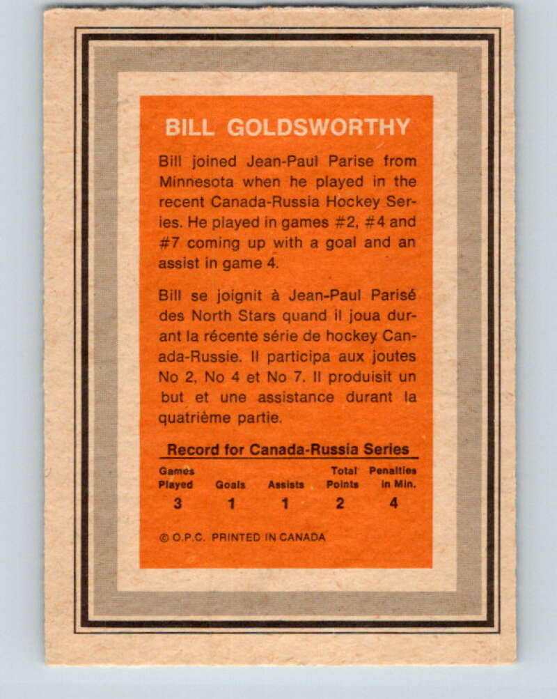 1972-73 O-Pee-Chee Team Canada #12 Bill Goldsworthy V8759