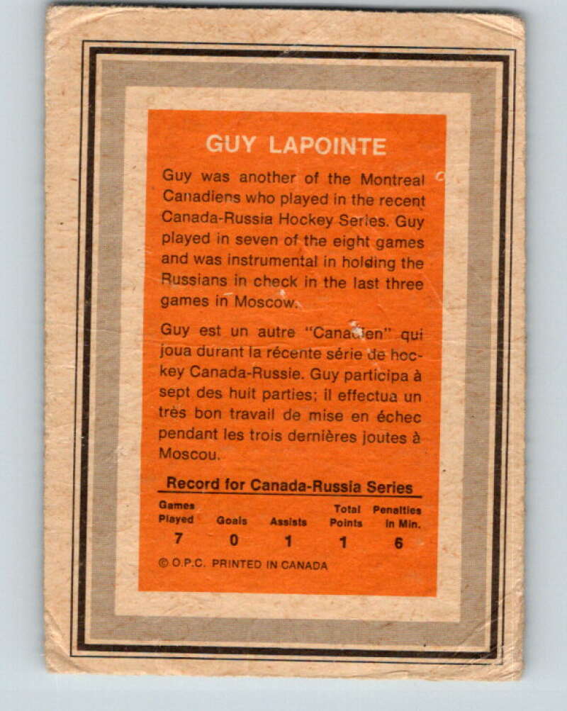 1972-73 O-Pee-Chee Team Canada #16 Guy Lapointe V8764