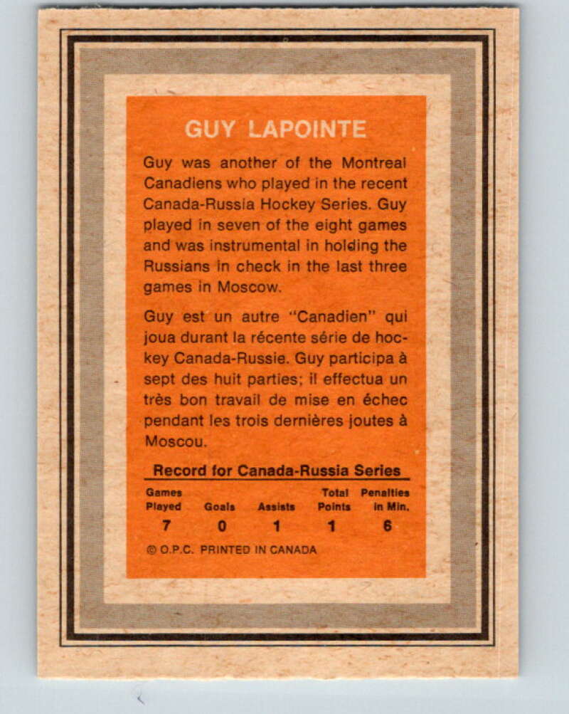 1972-73 O-Pee-Chee Team Canada #16 Guy Lapointe V8766