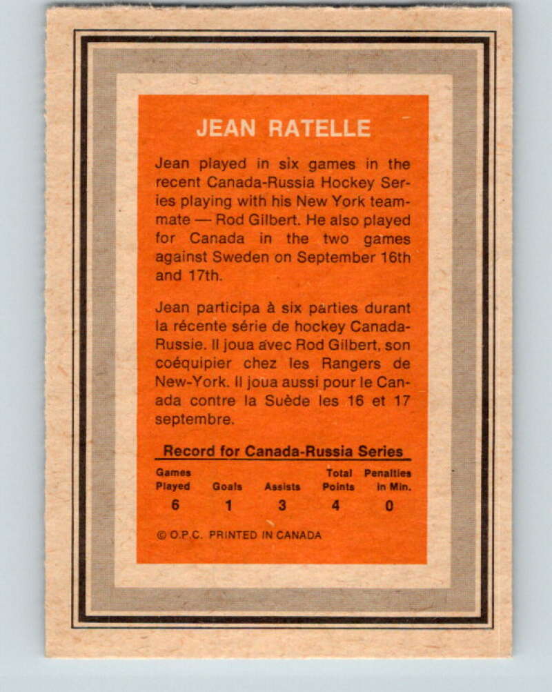 1972-73 O-Pee-Chee Team Canada #23 Jean Ratelle V8786