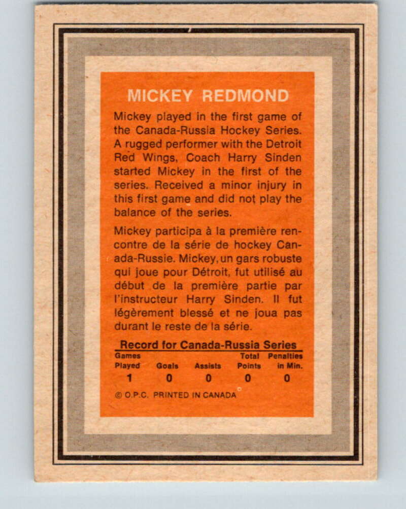 1972-73 O-Pee-Chee Team Canada #24 Mickey Redmond V8788