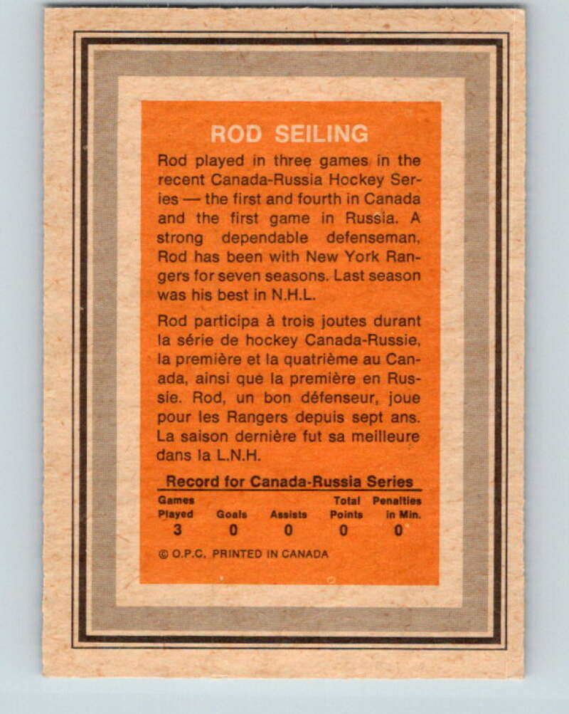 1972-73 O-Pee-Chee Team Canada #26 Rod Seiling V8790