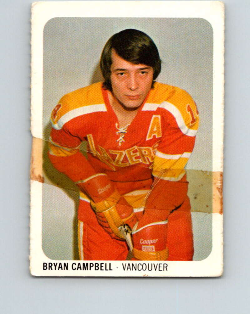 1973-74 Quaker Oats WHA #13 Bryan Campbell Vancouver Blazers V8909