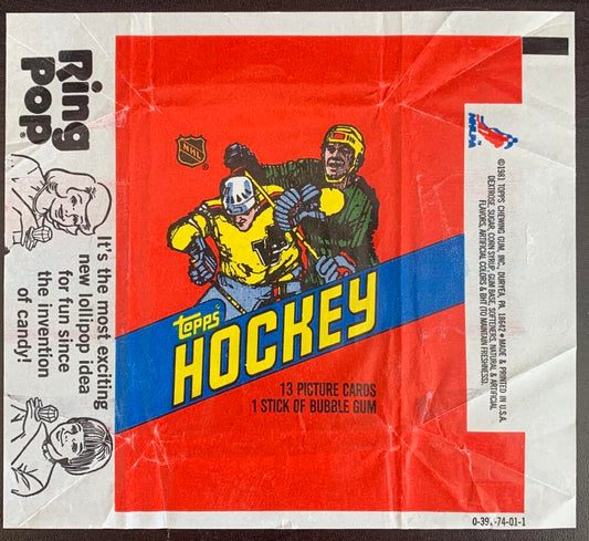 Hockey Wax Wrapper - 1981-82 O-Pee-Chee - Ring Pop Pack W16