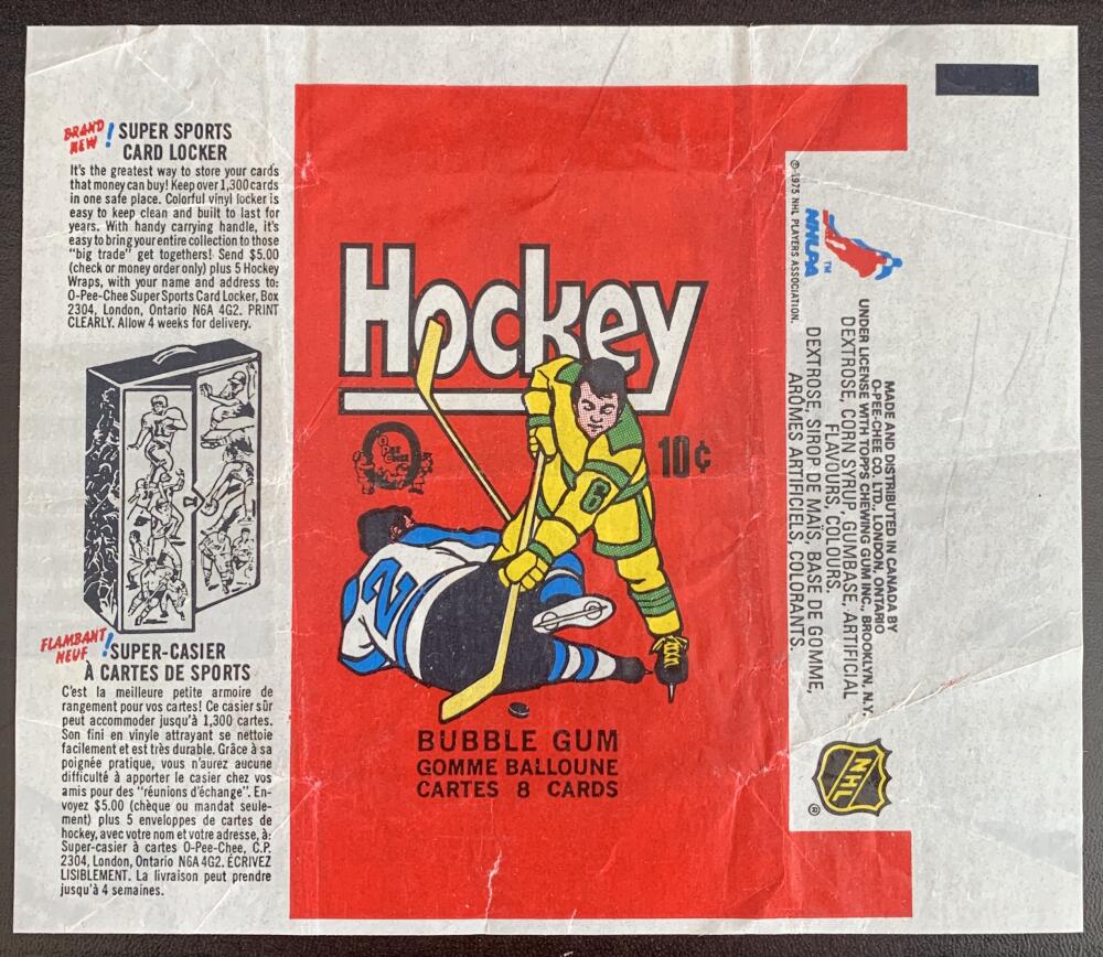Hockey Wax Wrapper - 1975-76 O-Pee-Chee - Sports Card Locker Pack W18