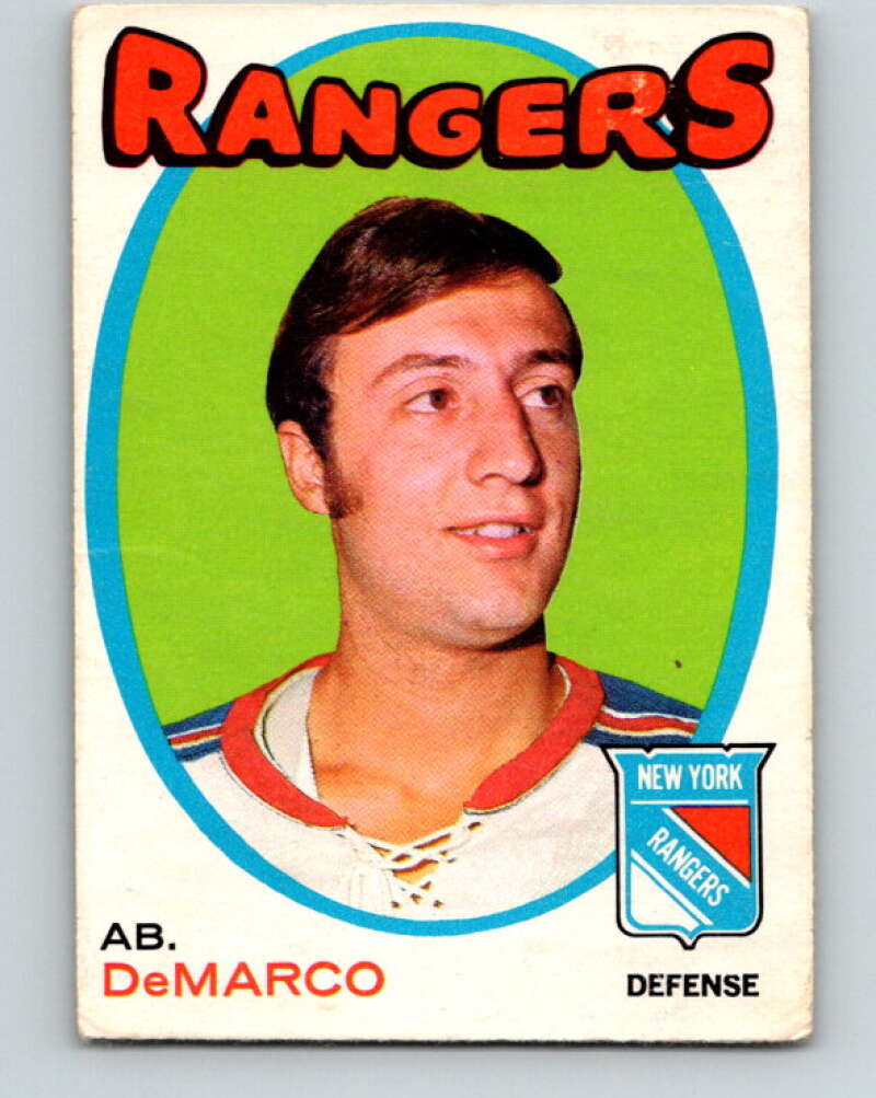 1971-72 O-Pee-Chee #90 Ab DeMarco RC Rookie New York Rangers V9217