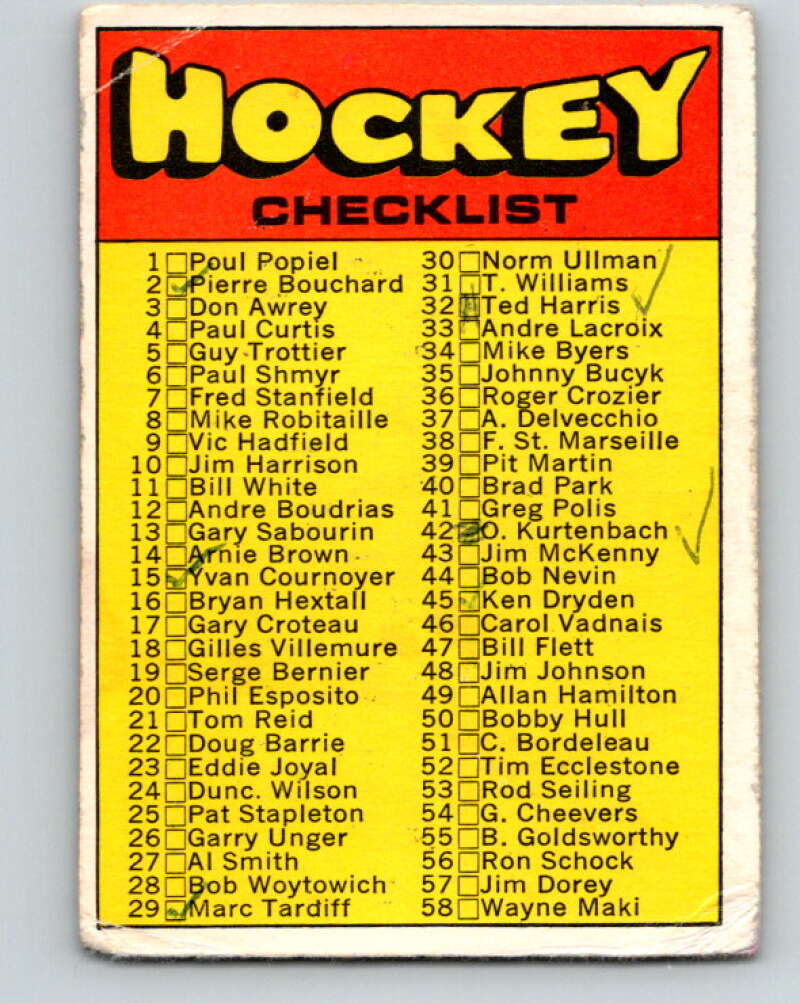 1971-72 O-Pee-Chee #111 Checklist V9269