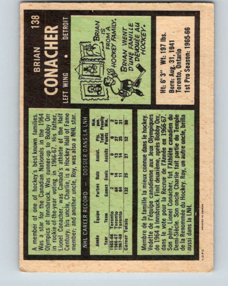 1971-72 O-Pee-Chee #138 Brian Conacher Detroit Red Wings V9335