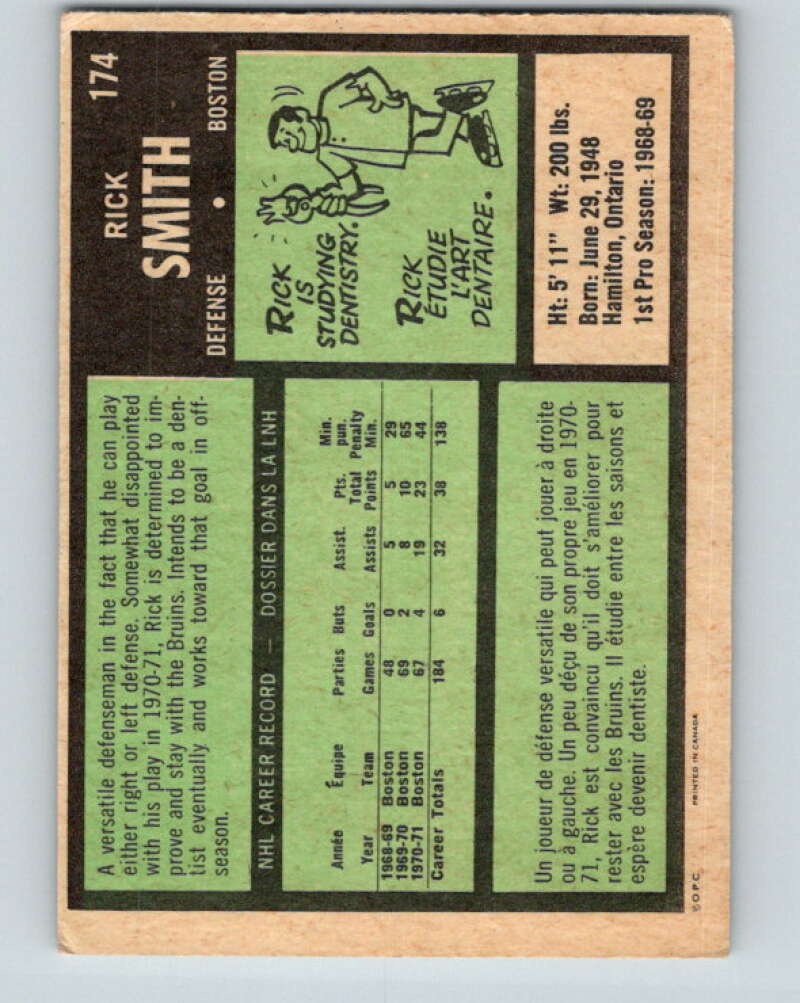 1971-72 O-Pee-Chee #174 Rick Smith Boston Bruins V9485