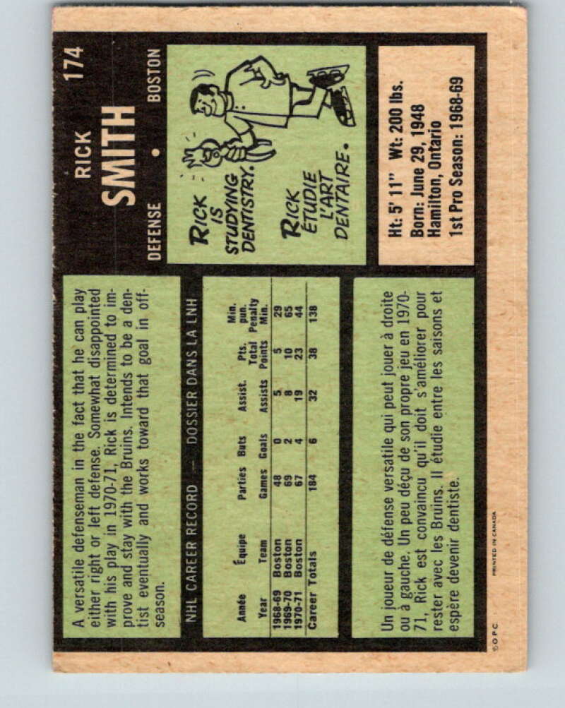 1971-72 O-Pee-Chee #174 Rick Smith Boston Bruins V9486