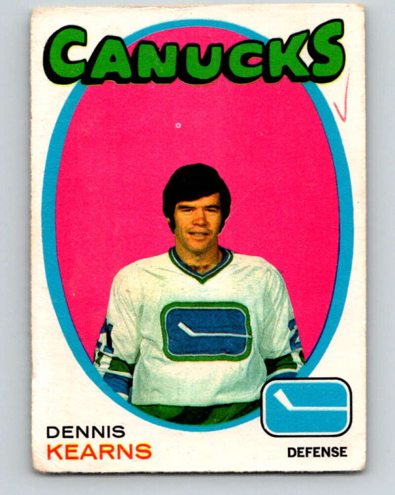 1971-72 O-Pee-Chee #231 Dennis Kearns RC Rookie Vancouver Canucks V9728