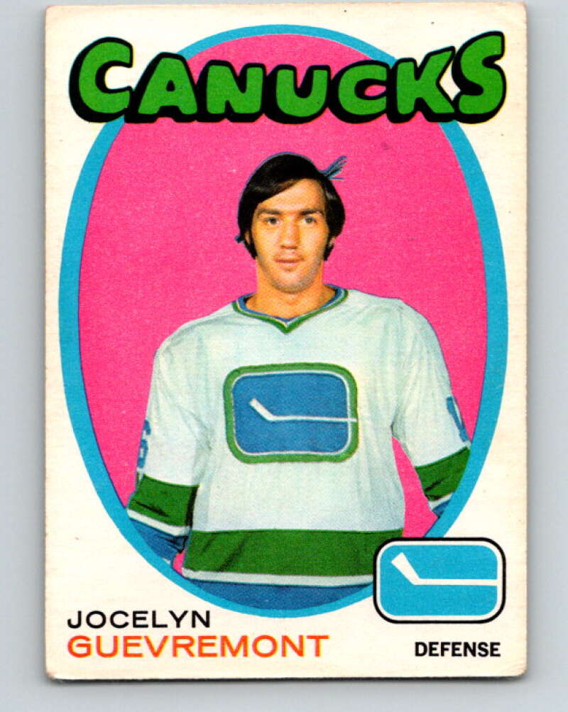 1971-72 O-Pee-Chee #232 Jocelyn Guevremont RC Rookie Vancouver Canucks V9733