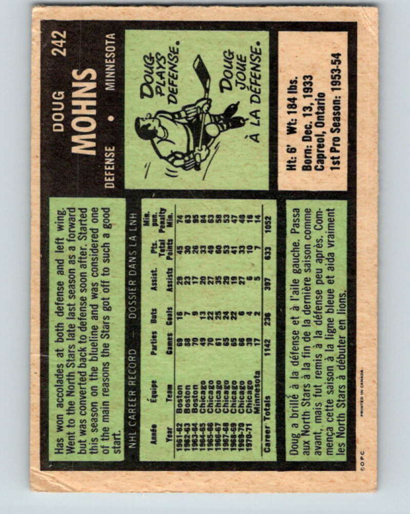 1971-72 O-Pee-Chee #242 Doug Mohns Minnesota North Stars V9775