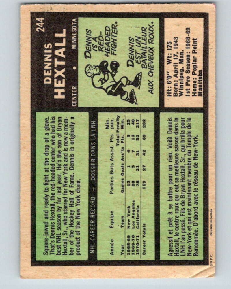 1971-72 O-Pee-Chee #244 Dennis Hextall Minnesota North Stars V9787