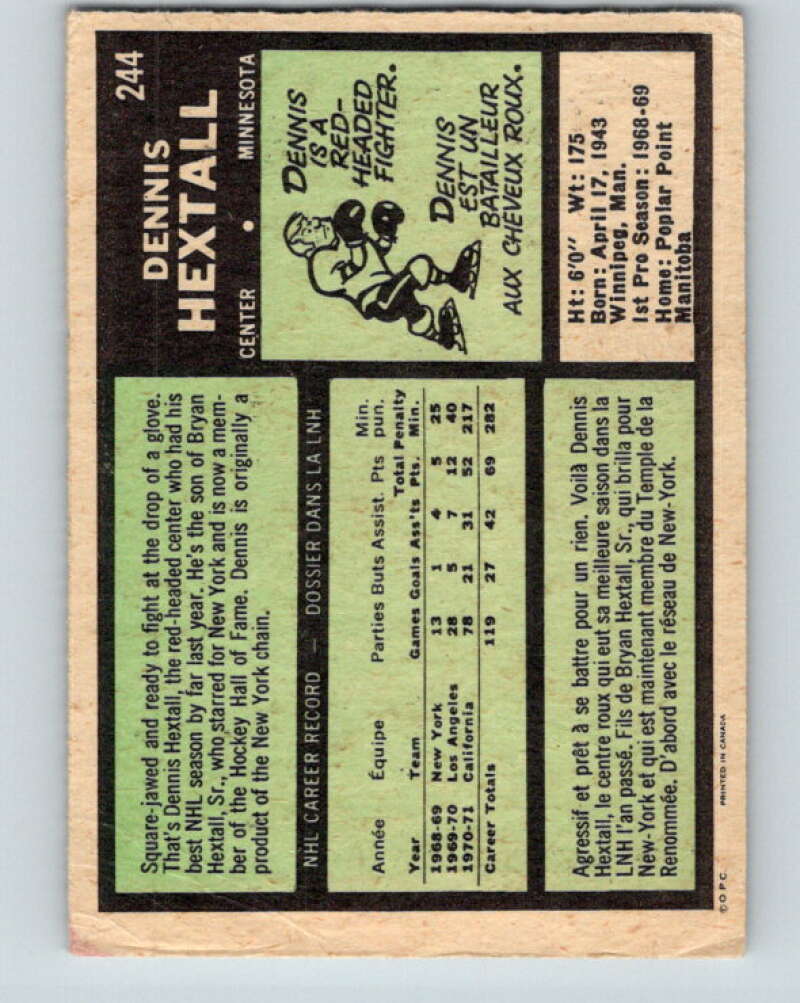 1971-72 O-Pee-Chee #244 Dennis Hextall Minnesota North Stars V9788