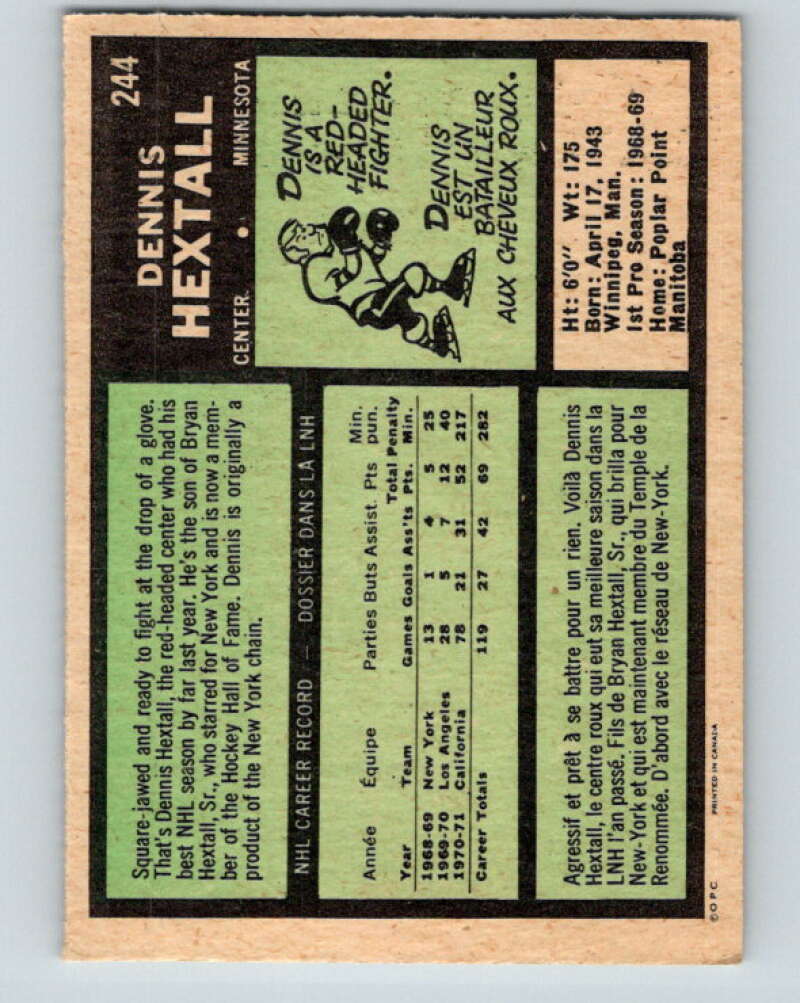 1971-72 O-Pee-Chee #244 Dennis Hextall Minnesota North Stars V9789