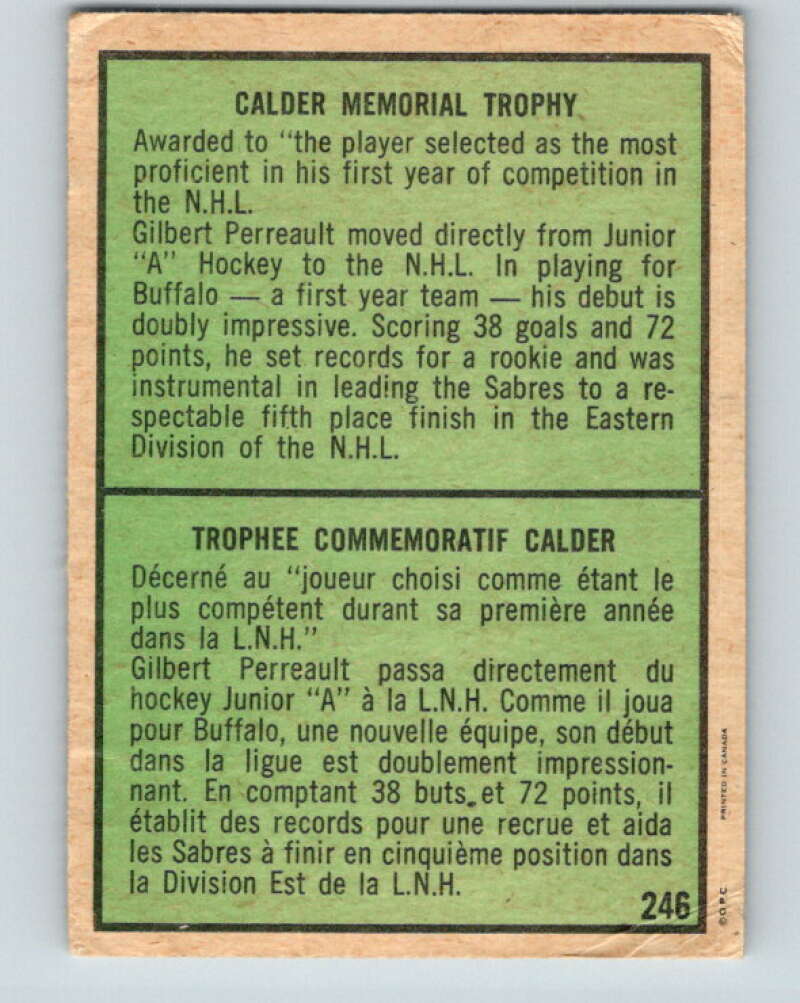 1971-72 O-Pee-Chee #246 Gilbert Perreault TR Buffalo Sabres V9797
