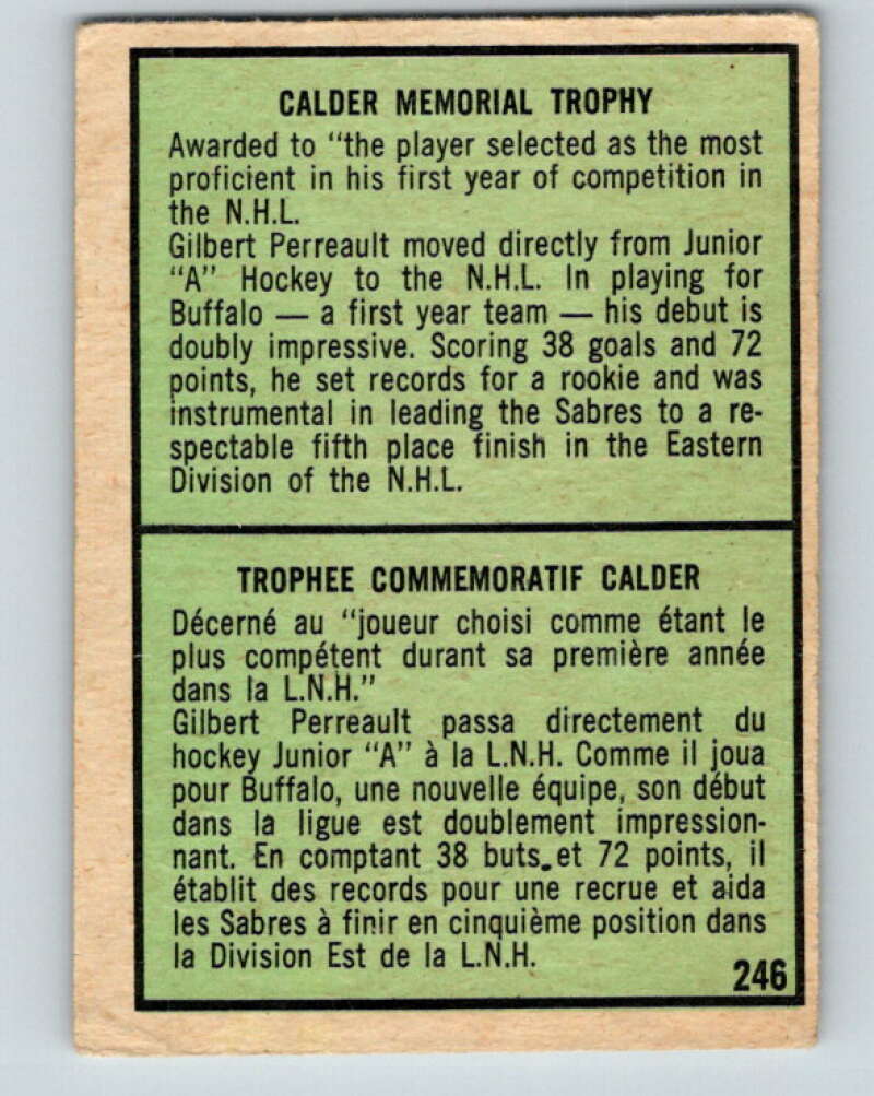 1971-72 O-Pee-Chee #246 Gilbert Perreault TR Buffalo Sabres V9798