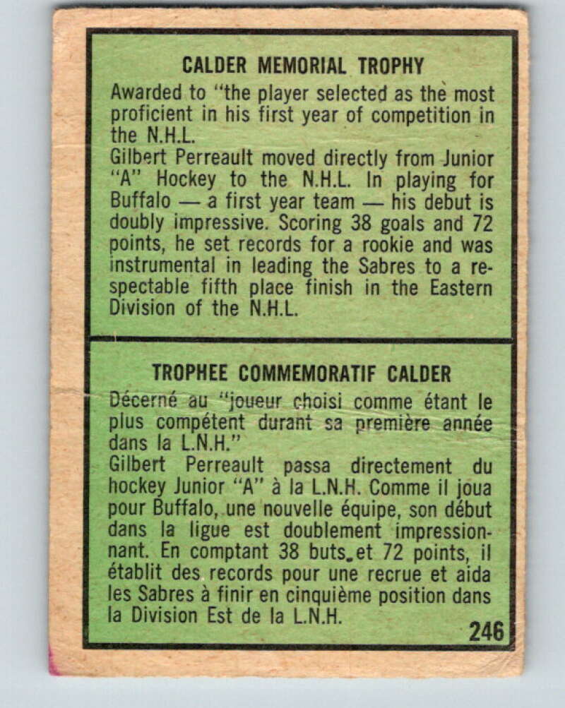 1971-72 O-Pee-Chee #246 Gilbert Perreault TR Buffalo Sabres V9799