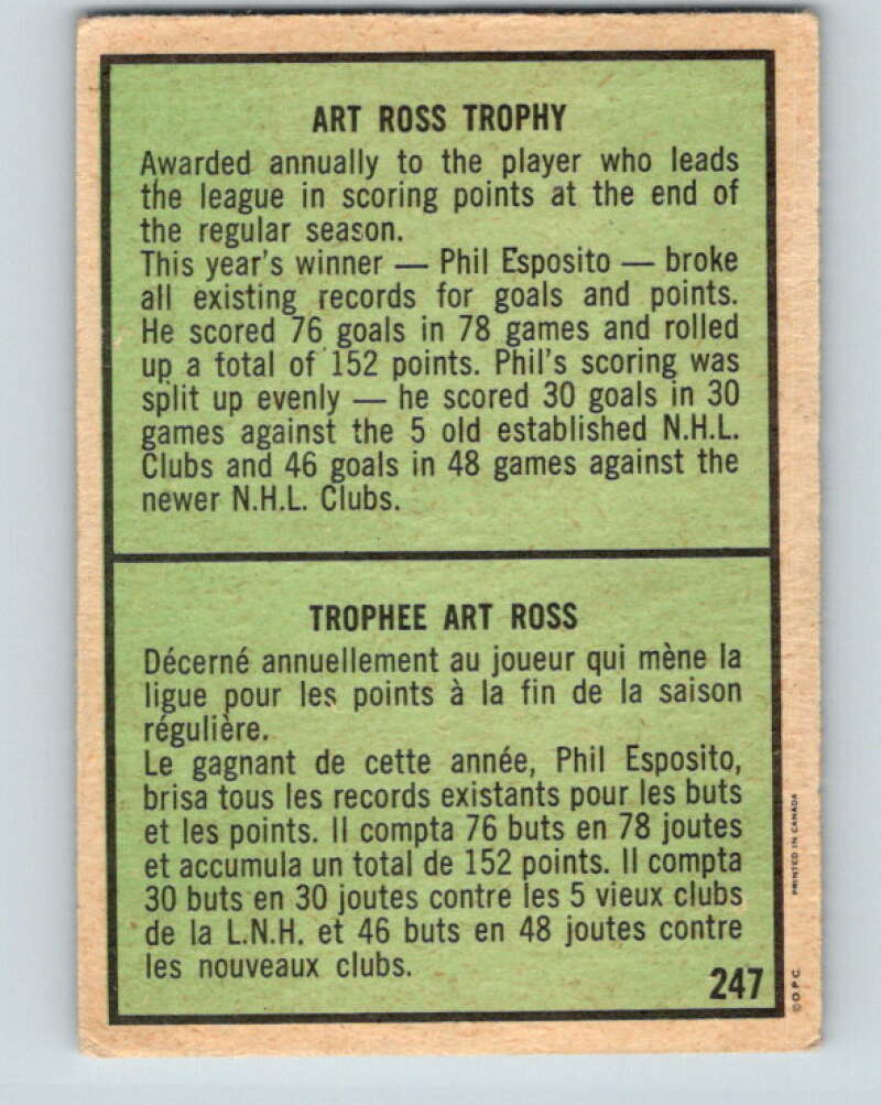 1971-72 O-Pee-Chee #247 Phil Esposito TR Boston Bruins V9801