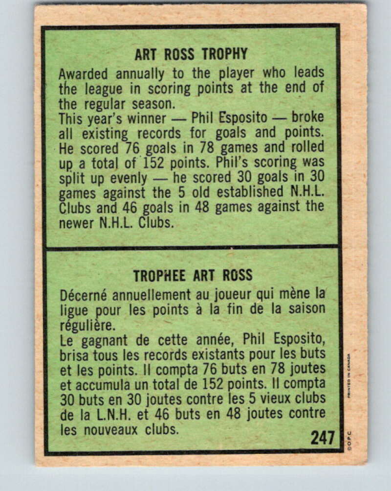 1971-72 O-Pee-Chee #247 Phil Esposito TR Boston Bruins V9802