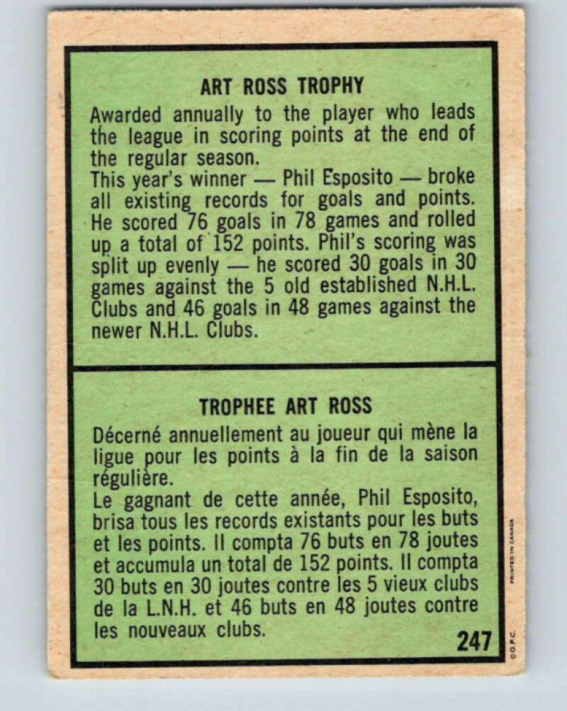 1971-72 O-Pee-Chee #247 Phil Esposito TR Boston Bruins V9803