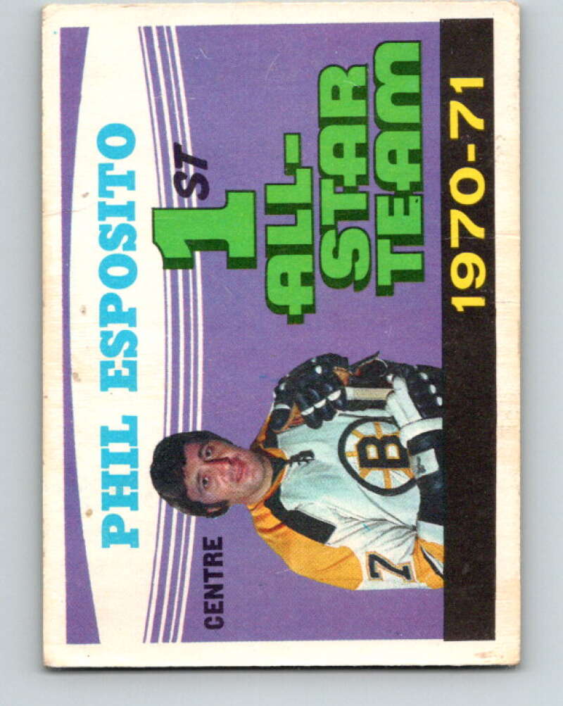 1971-72 O-Pee-Chee #253 Phil Esposito UER AS Boston Bruins V9830