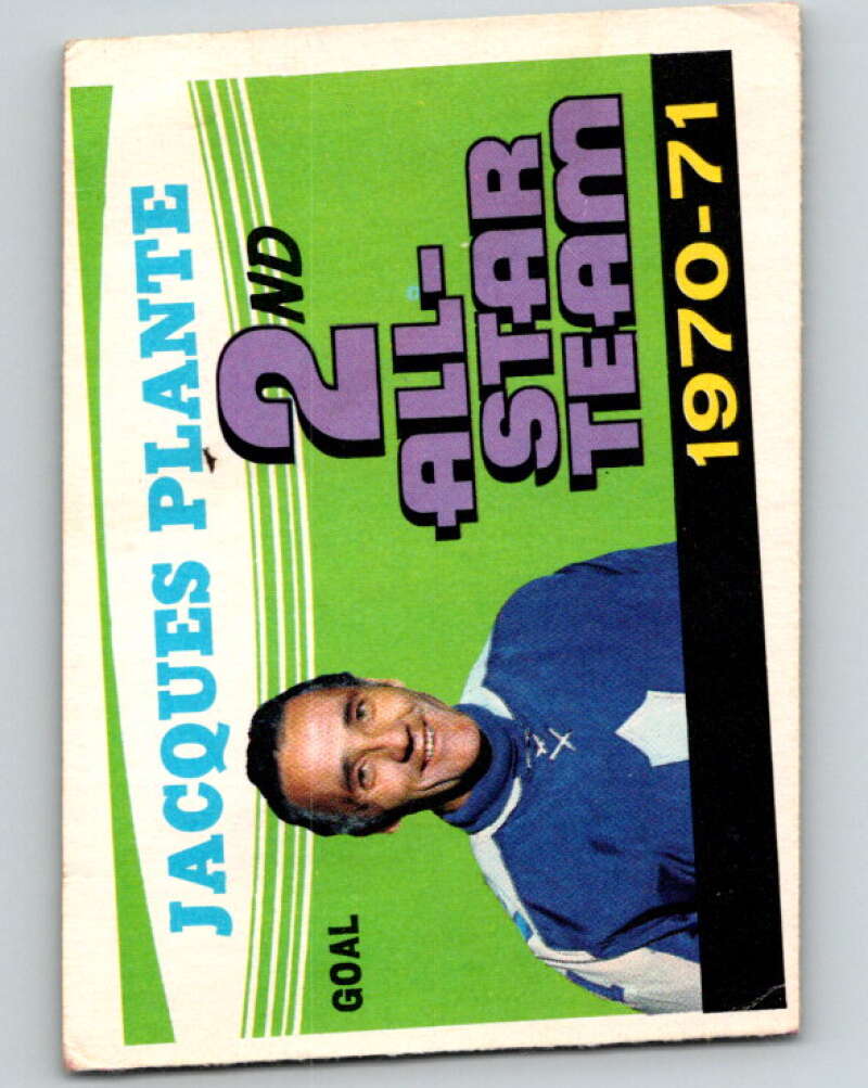1971-72 O-Pee-Chee #256 Jacques Plante UER AS Leafs V9848