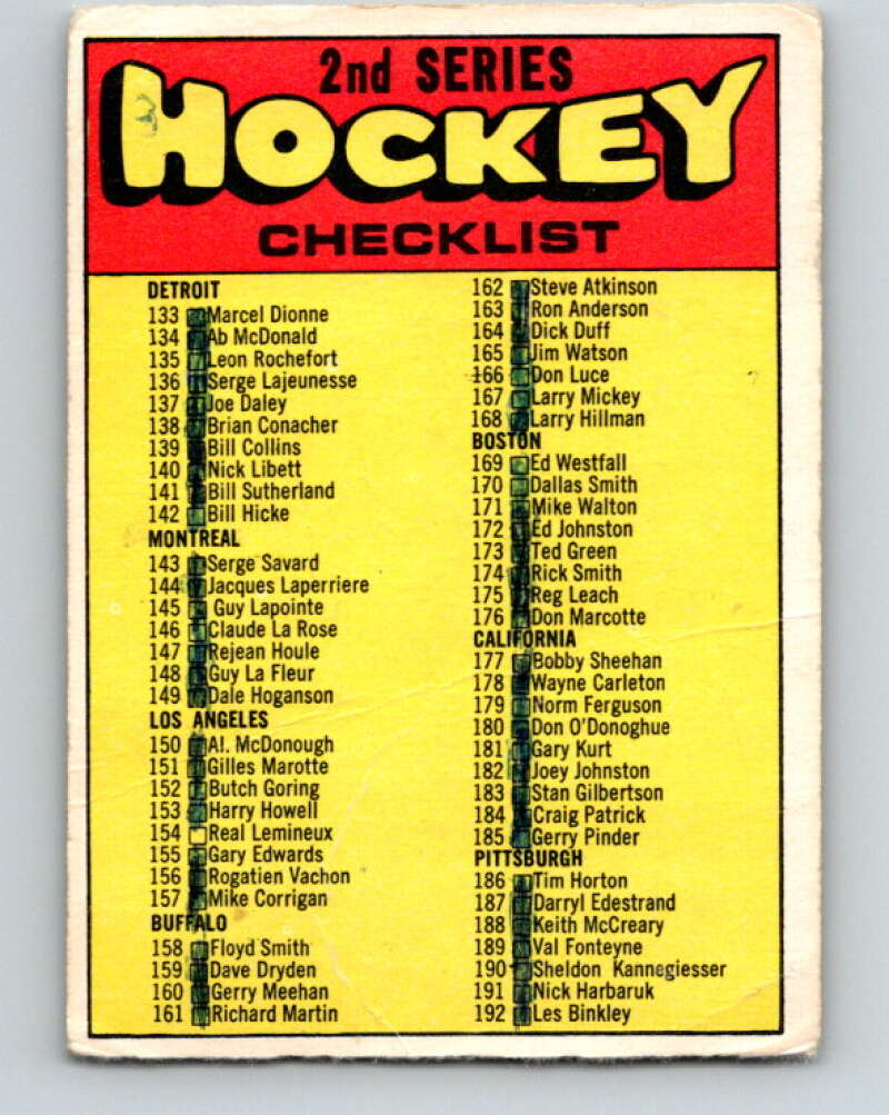 1971-72 O-Pee-Chee #264 Checklist V9965