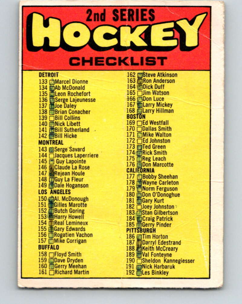 1971-72 O-Pee-Chee #264 Checklist V9966
