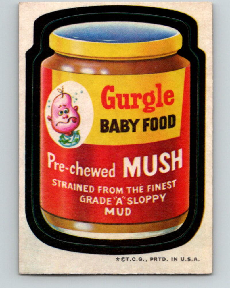 1973 Wacky Packages - Gurgle Baby Food Pre-Chewed Mush V9973