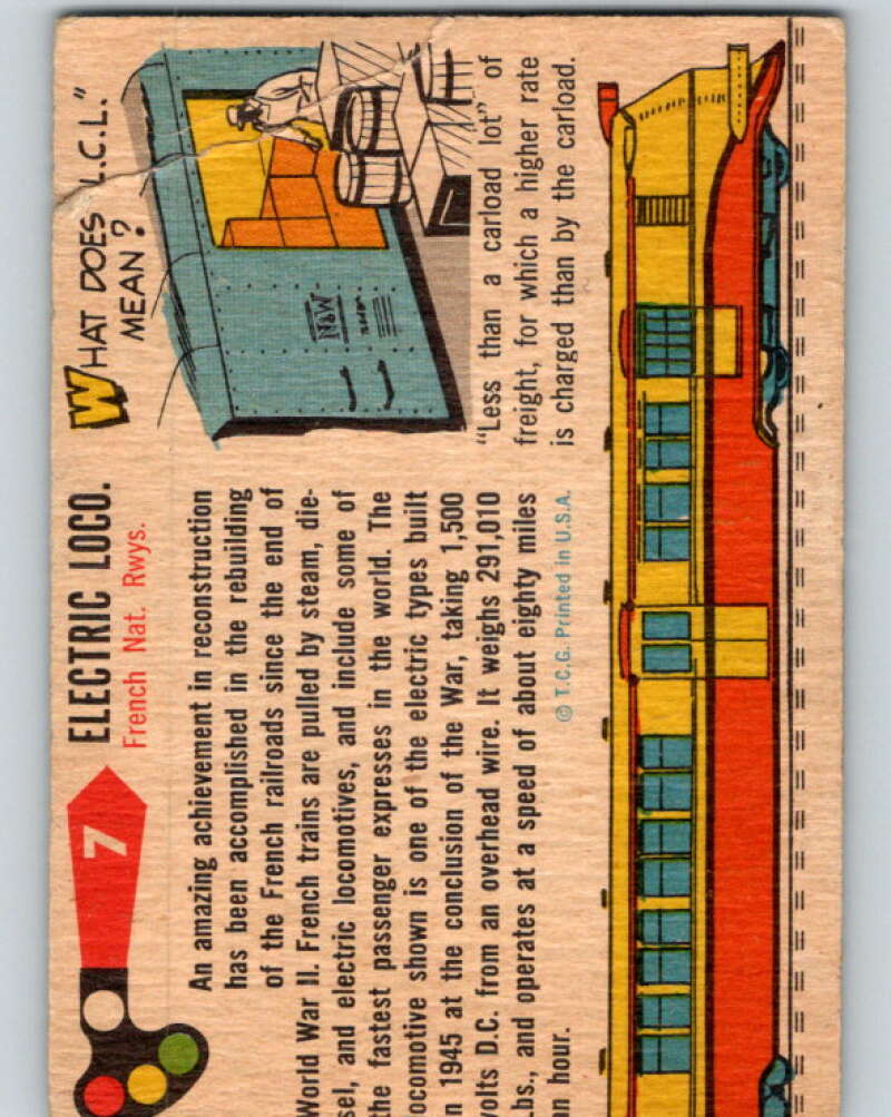 1955 Topps Rails and Sails #7 Electric Locomotive V10113
