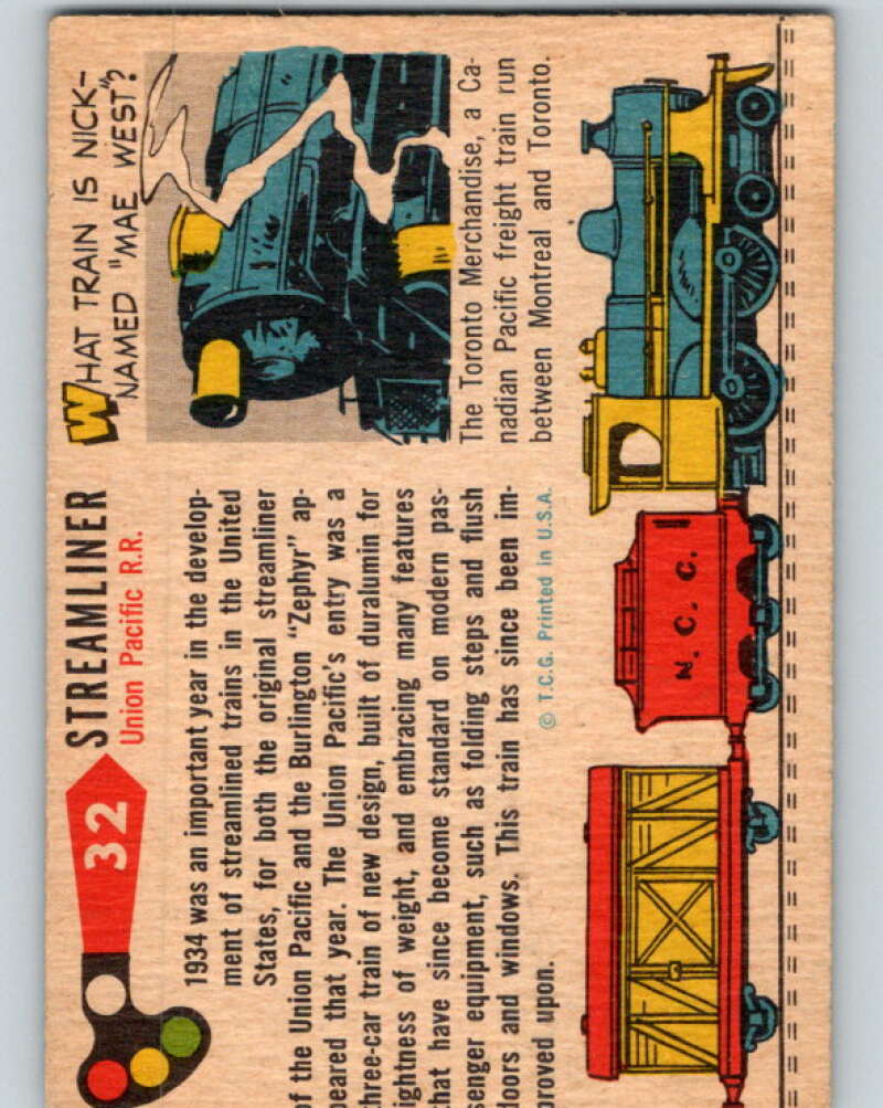 1955 Topps Rails and Sails #32 Diesel Streamliner V10115