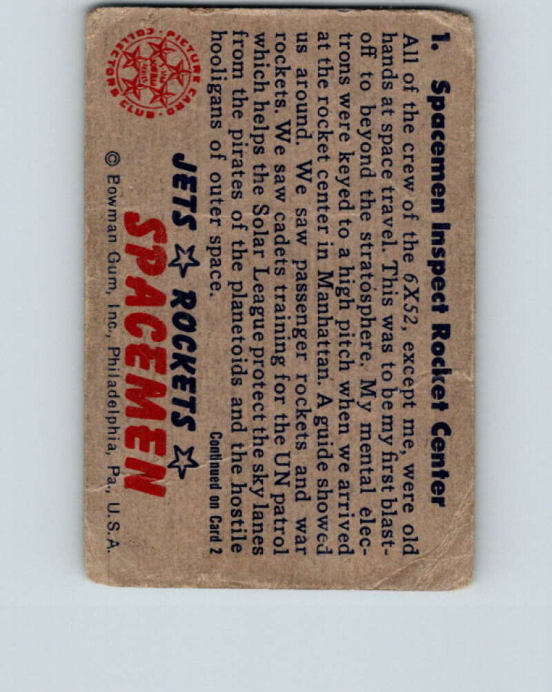 1951 Bowman Jets Rockets Spacemen #1 Inspect Rocket Centre V10150