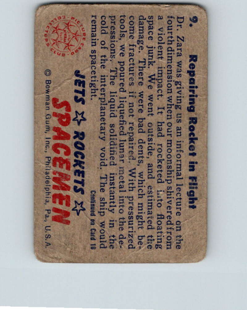 1951 Bowman Jets Rockets Spacemen #9 Repairing Rocket in Flight V10156