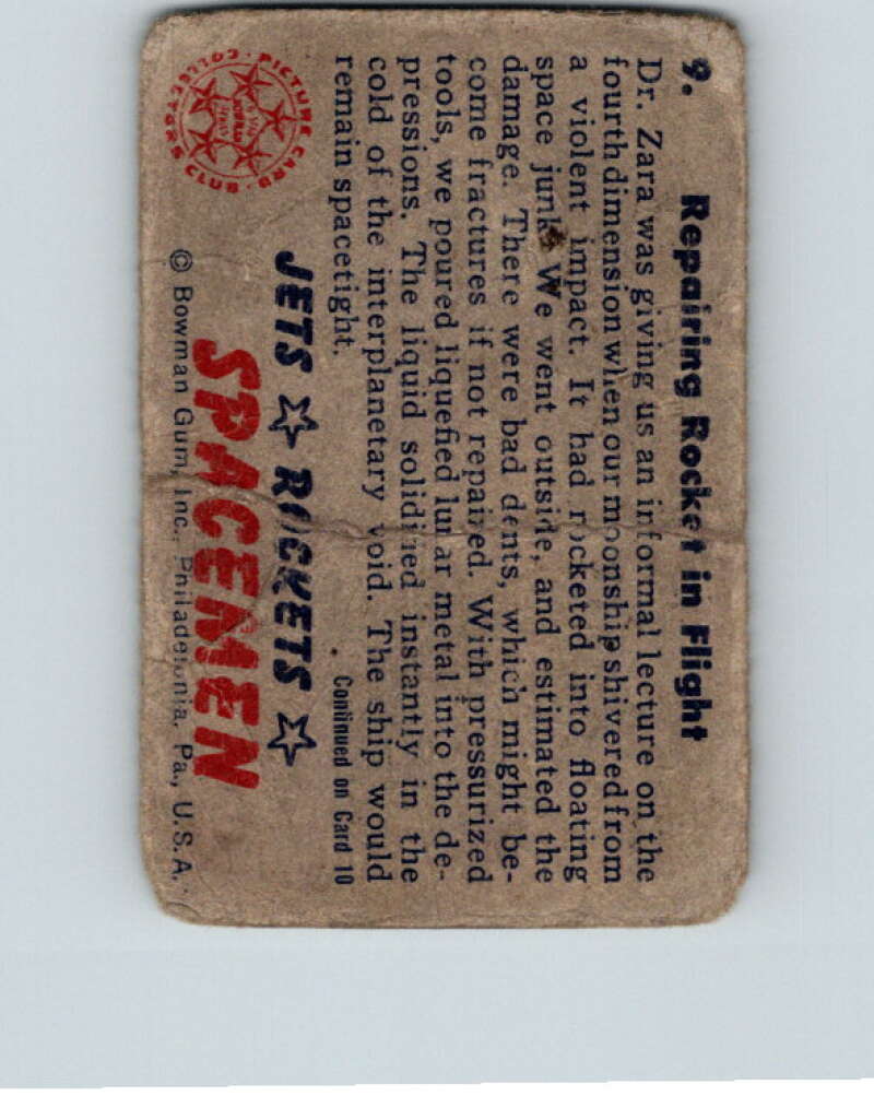 1951 Bowman Jets Rockets Spacemen #9 Repairing Rocket in Flight V10157