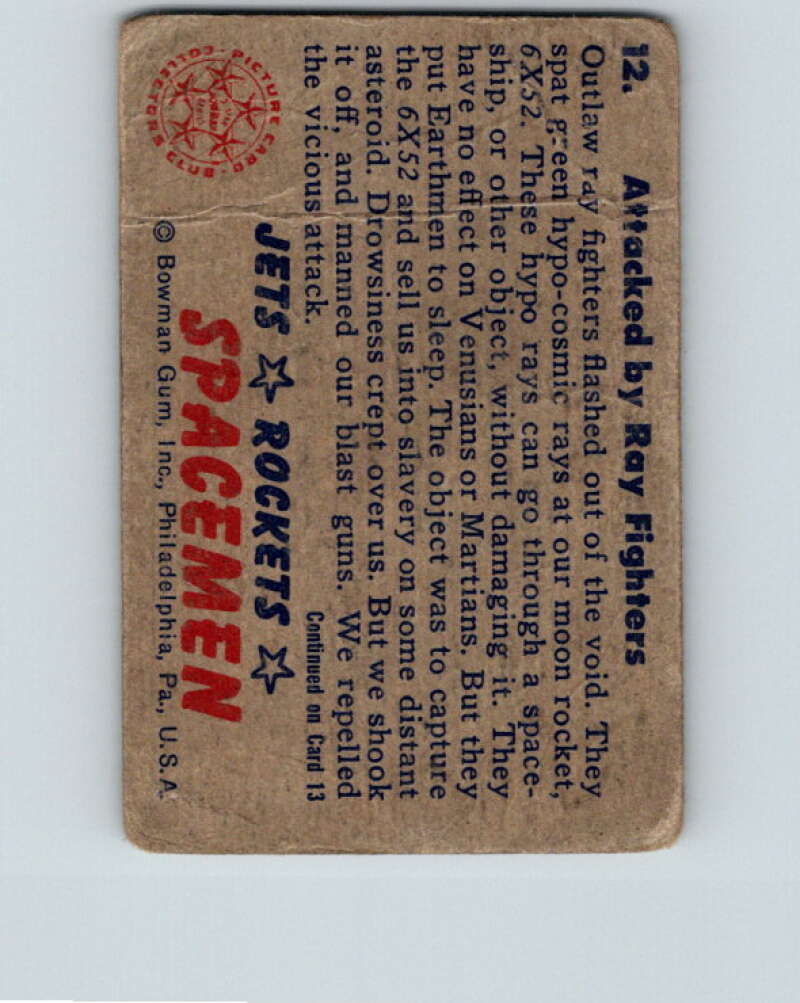 1951 Bowman Jets Rockets Spacemen #12 Attacked by Ray Fighters V10161