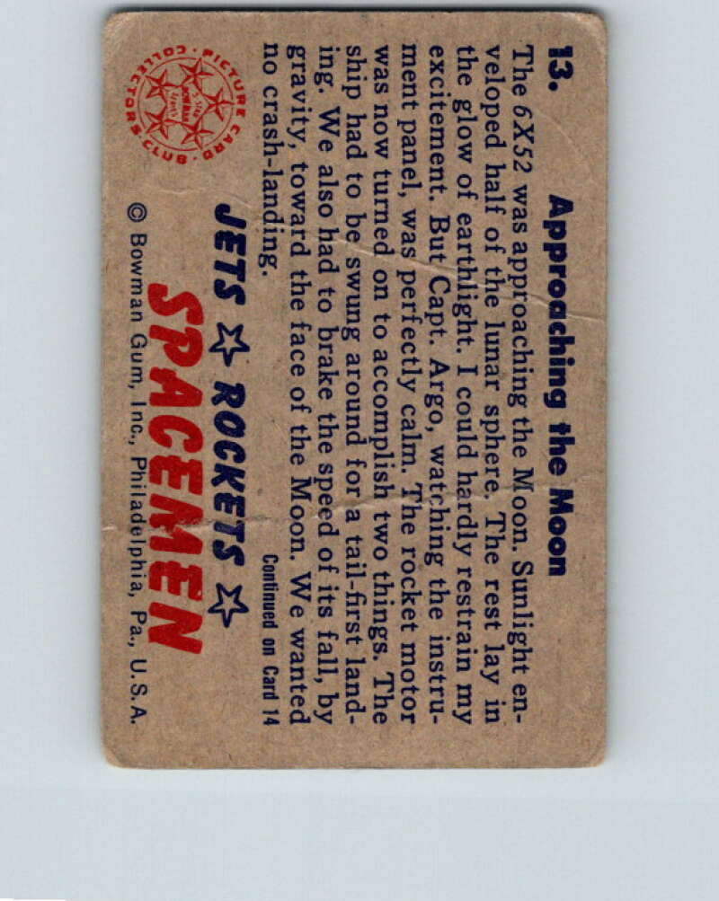 1951 Bowman Jets Rockets Spacemen #13 Approaching the Moon V10162