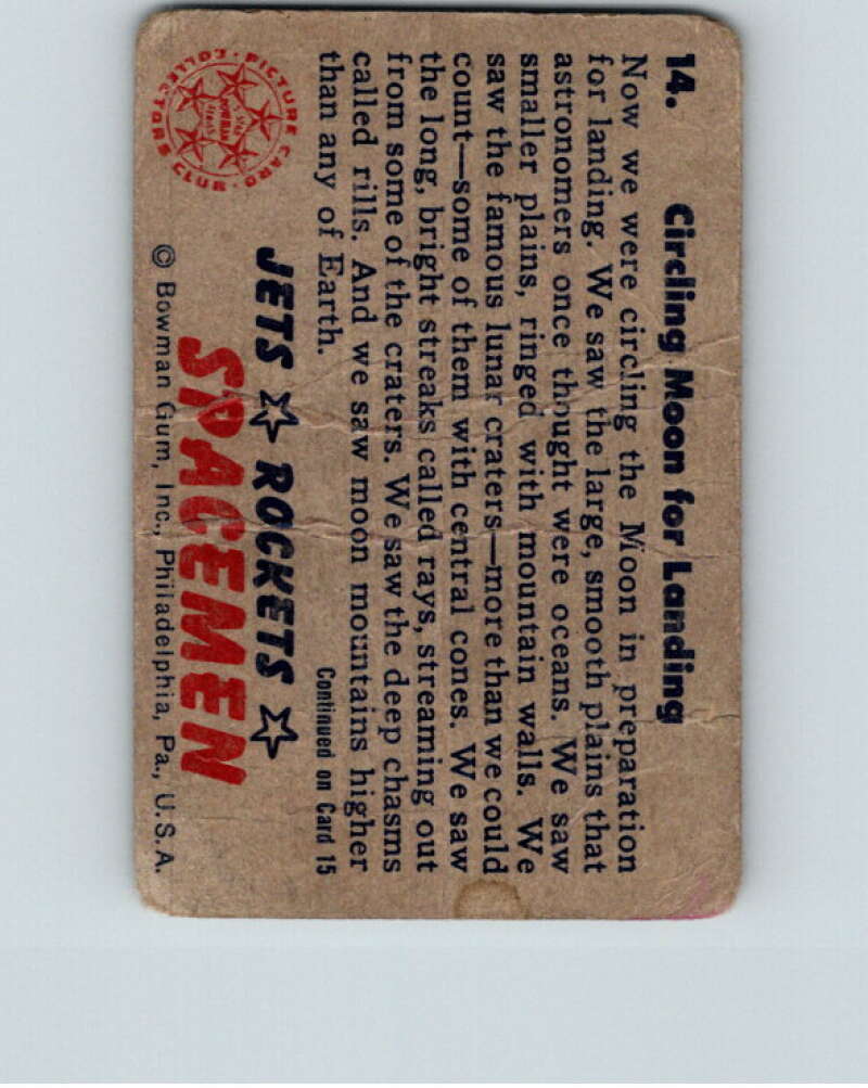 1951 Bowman Jets Rockets Spacemen #14 Cicling Moon Landing V10163