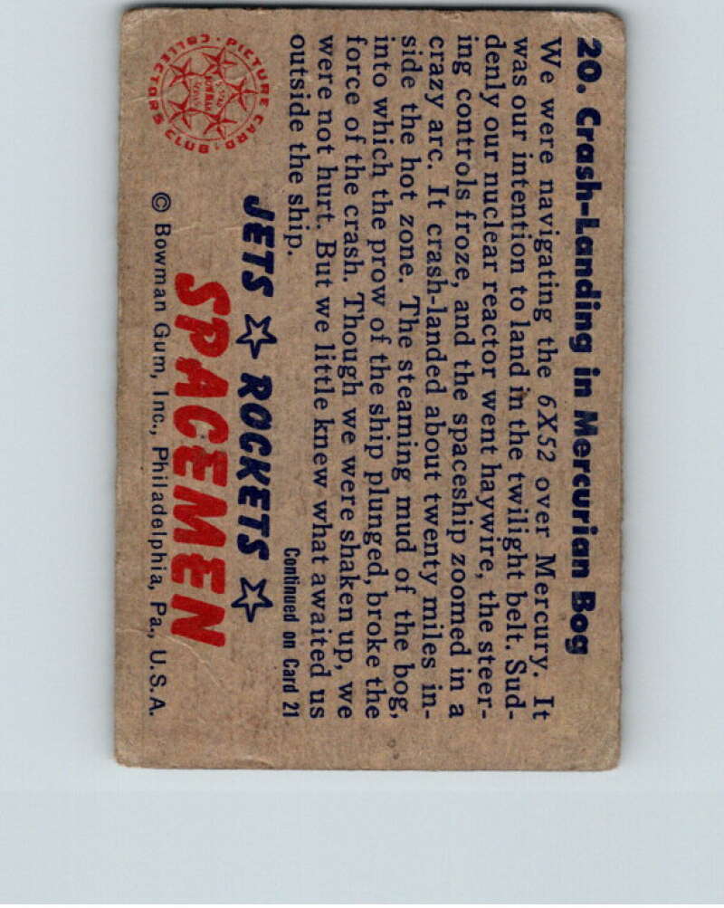 1951 Bowman Jets Rockets Spacemen #20 Crash-Landing V10169