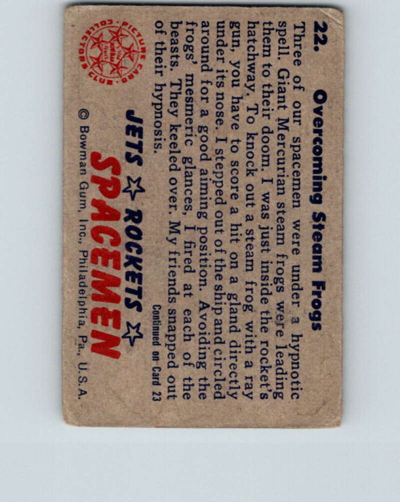 1951 Bowman Jets Rockets Spacemen #22 Overcoming Steam Frogs V10171