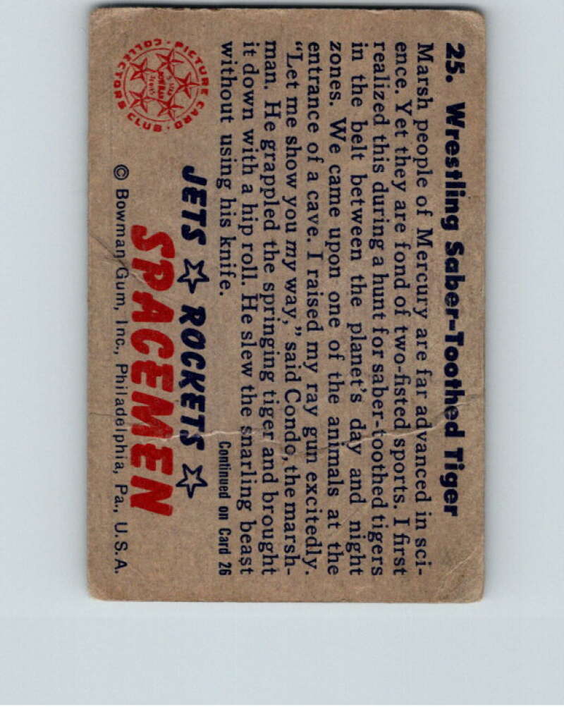 1951 Bowman Jets Rockets Spacemen #25 Wrestling Tiger V10175