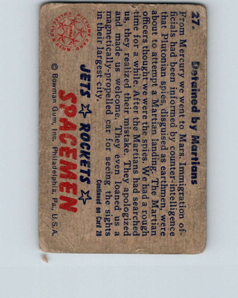 1951 Bowman Jets Rockets Spacemen #27 Detained by Martians V10177