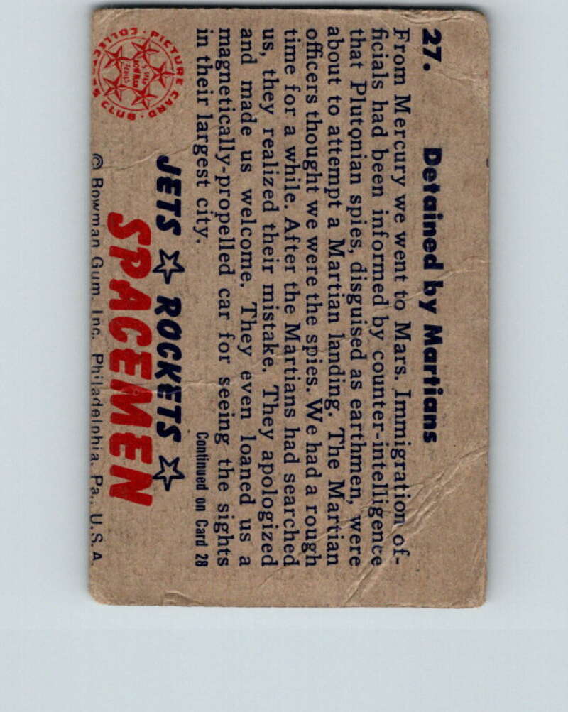 1951 Bowman Jets Rockets Spacemen #27 Detained by Martians V10179