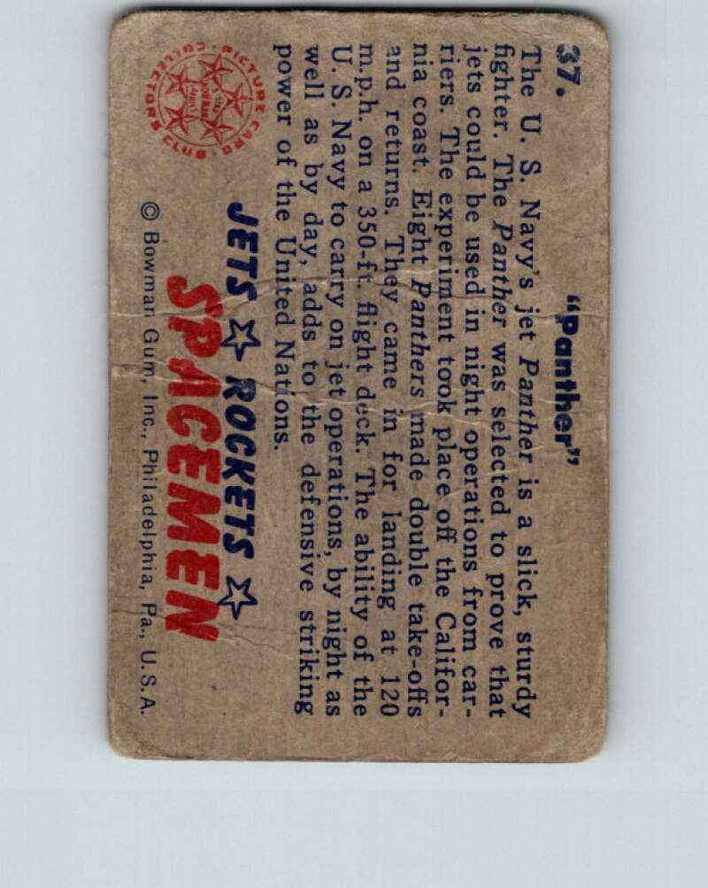 1951 Bowman Jets Rockets Spacemen #37 Panther V10187