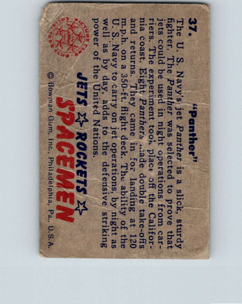 1951 Bowman Jets Rockets Spacemen #37 Panther V10188